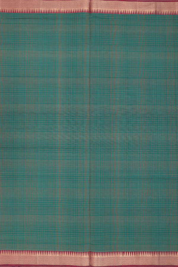 Mangalagiri Cotton Saree In Green With Checks Design