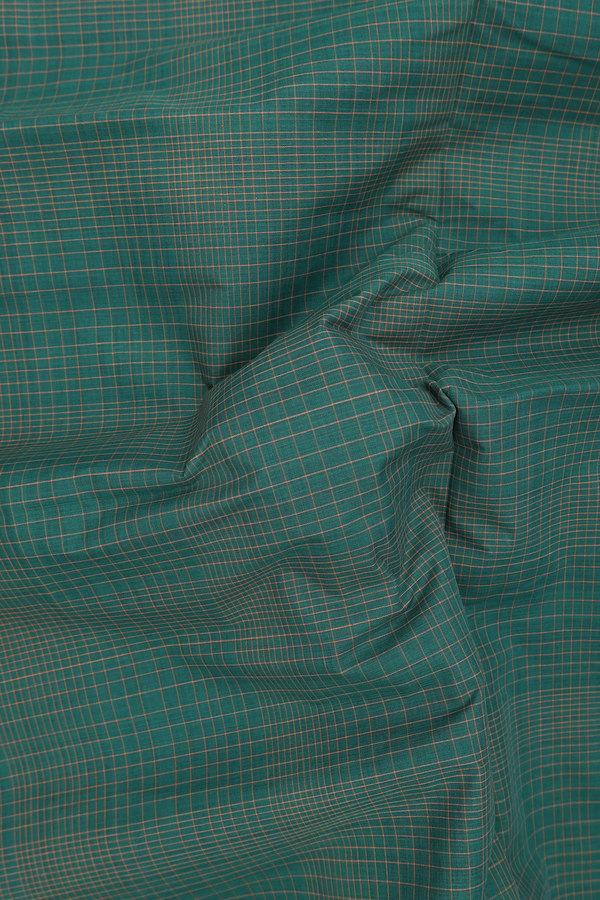 Mangalagiri Cotton Saree In Green With Checks Design