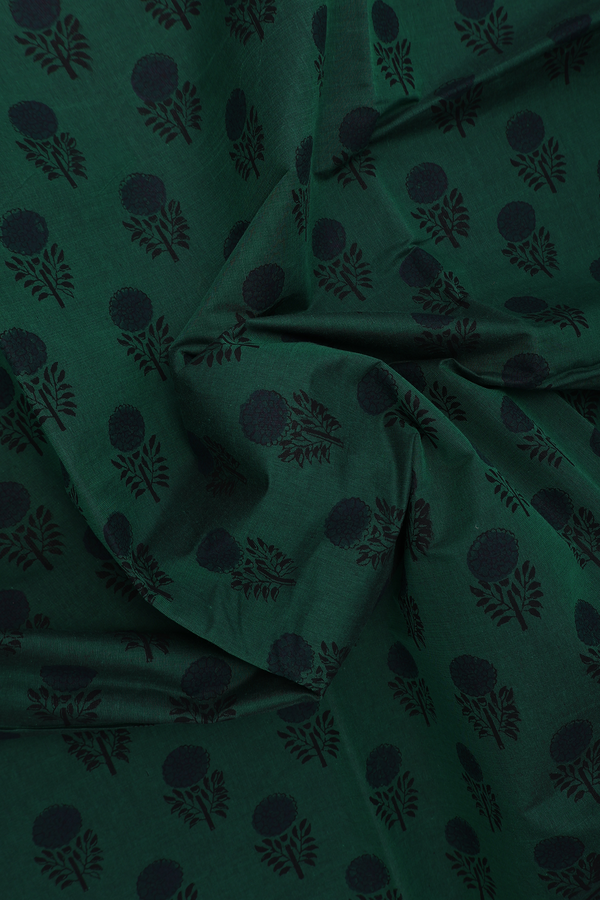 Mangalagiri Cotton Saree In Emerald Green With Floral Buttas