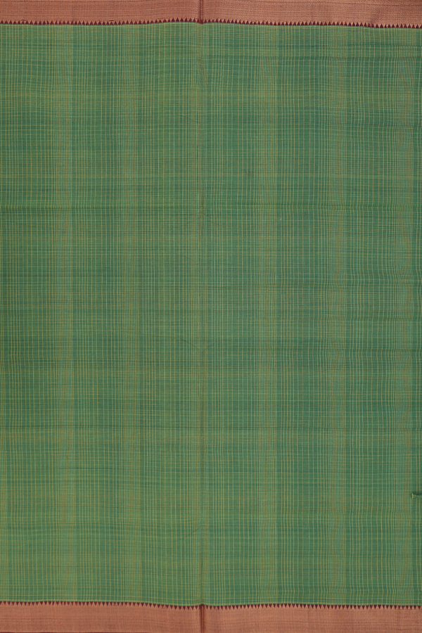 Mangalagiri Cotton Saree In Fern Green With Checks Design