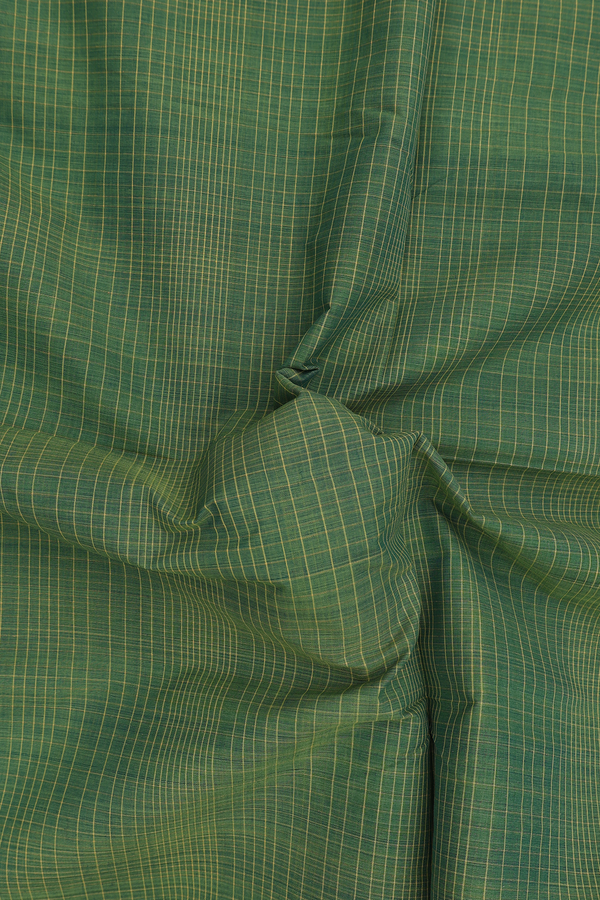 Mangalagiri Cotton Saree In Fern Green With Checks Design