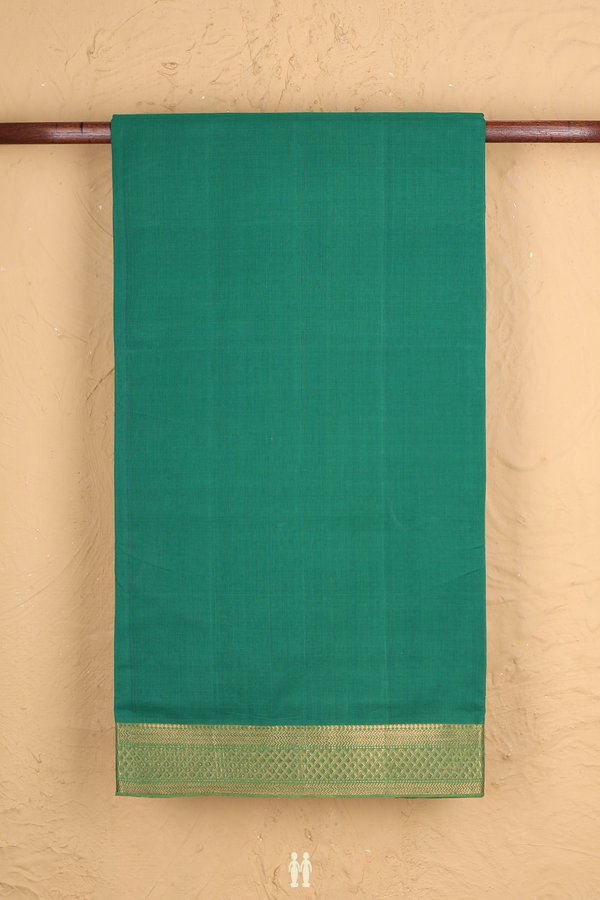 Mangalagiri Cotton Saree In Fern Green With Zari Border