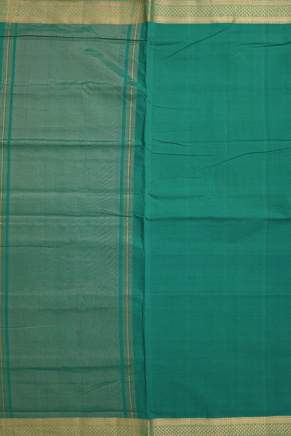 Mangalagiri Cotton Saree In Fern Green With Zari Border