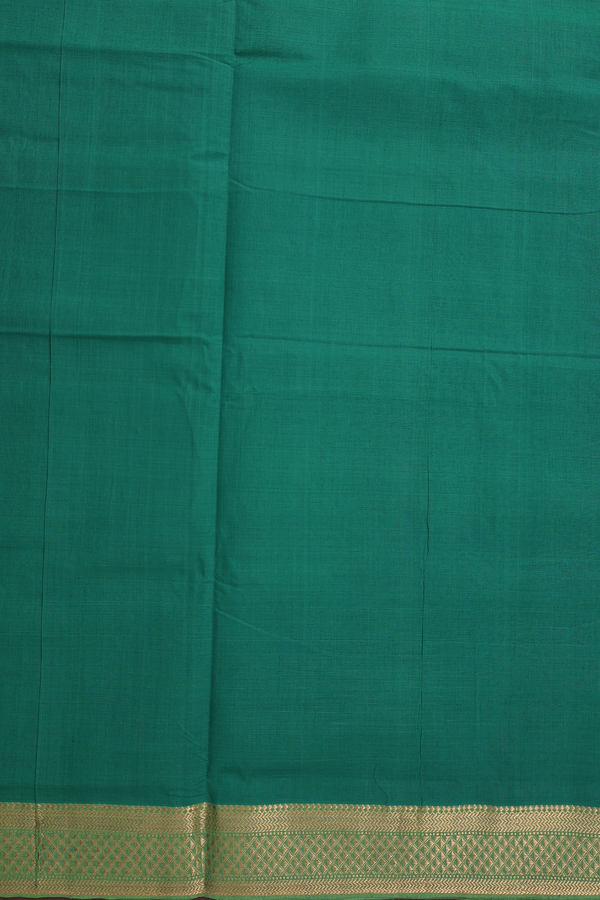 Mangalagiri Cotton Saree In Fern Green With Zari Border