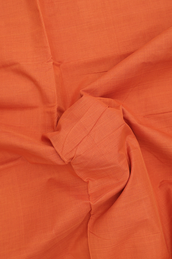 Mangalagiri Cotton Saree In Ginger Orange With Zari Border