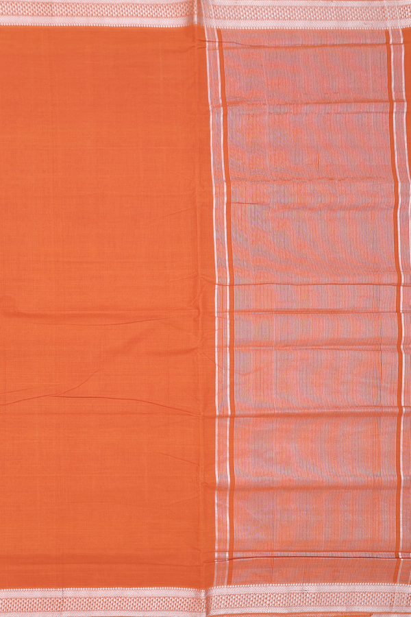 Mangalagiri Cotton Saree In Ginger Orange With Zari Border