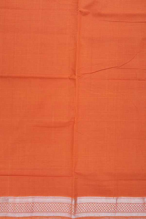 Mangalagiri Cotton Saree In Ginger Orange With Zari Border