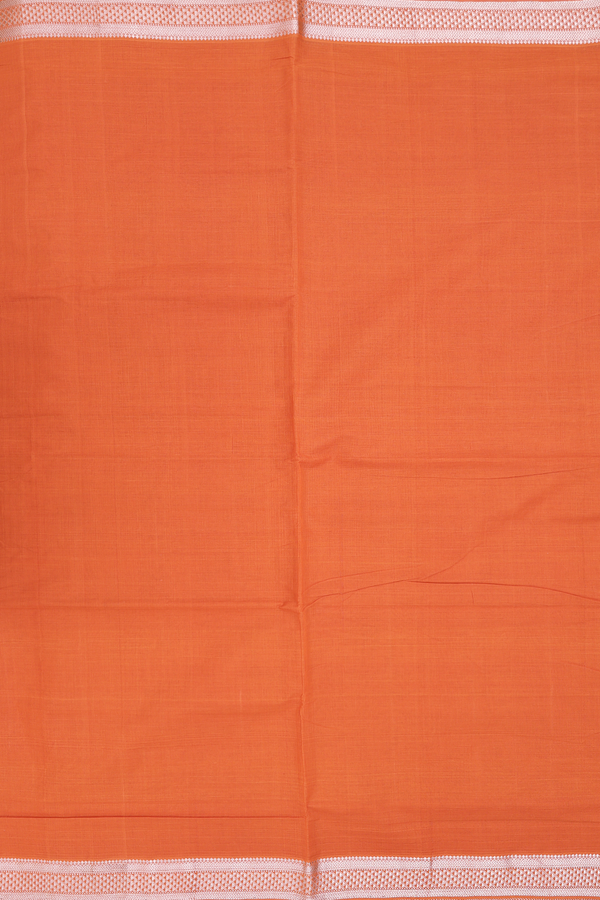 Mangalagiri Cotton Saree In Ginger Orange With Zari Border