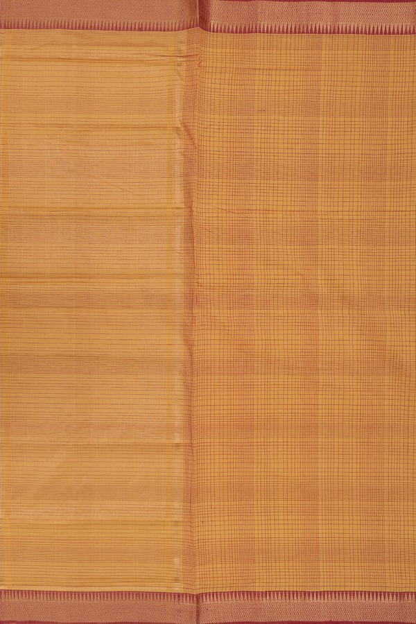 Mangalagiri Cotton Saree In Golden Yellow With Checks Design