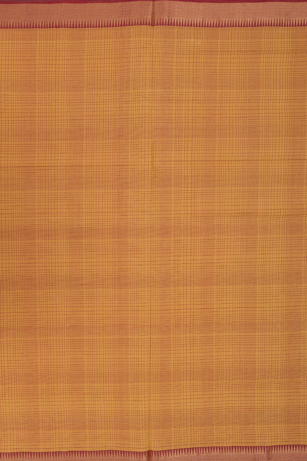 Mangalagiri Cotton Saree In Golden Yellow With Checks Design
