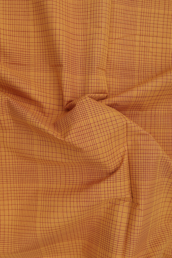 Mangalagiri Cotton Saree In Golden Yellow With Checks Design