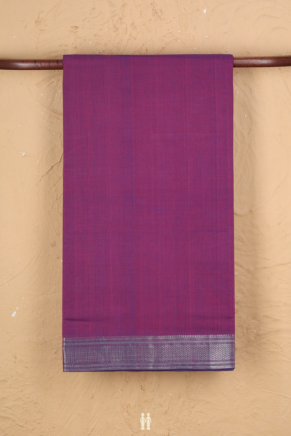 Mangalagiri Cotton Saree In Grape Purple With Zari Border