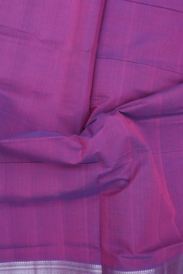 Mangalagiri Cotton Saree In Grape Purple With Zari Border