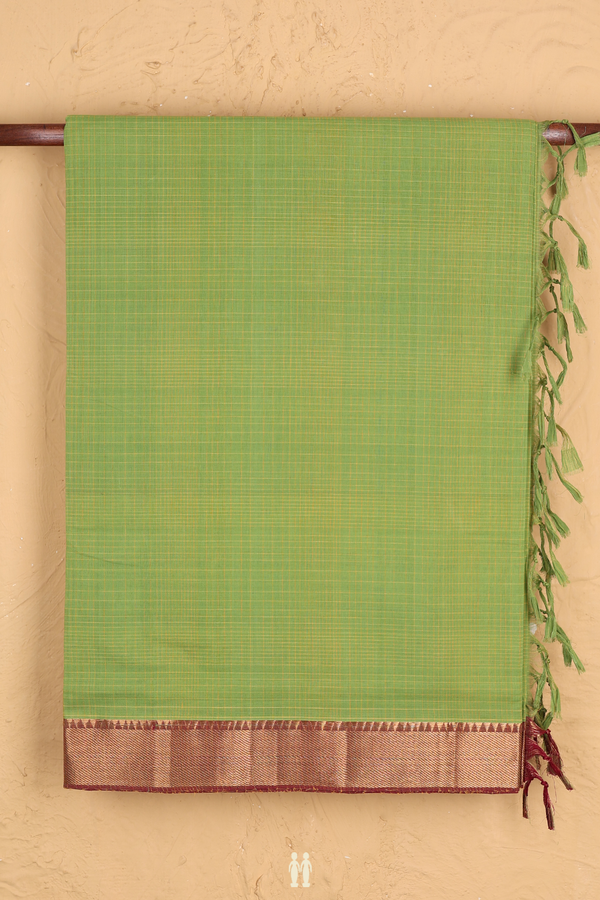 Mangalagiri Cotton Saree In Green With Checks Design