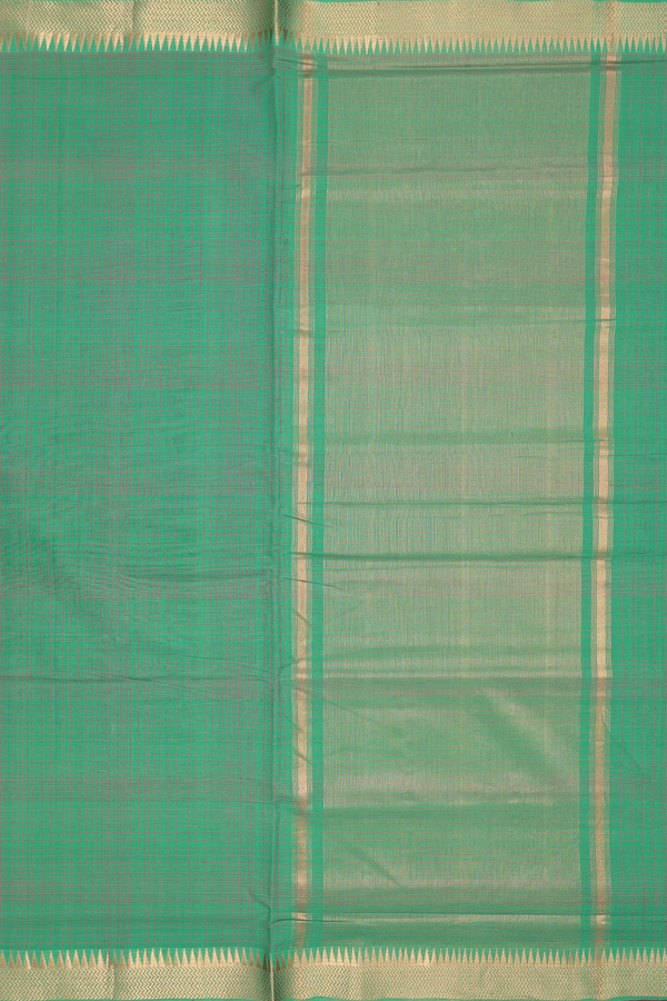 Mangalagiri Cotton Saree In Green With Checks Design