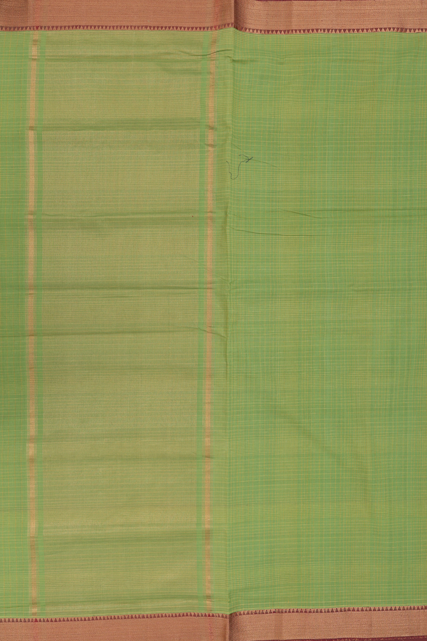 Mangalagiri Cotton Saree In Green With Checks Design