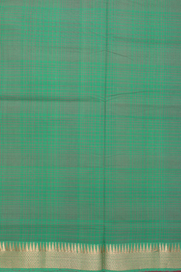 Mangalagiri Cotton Saree In Green With Checks Design