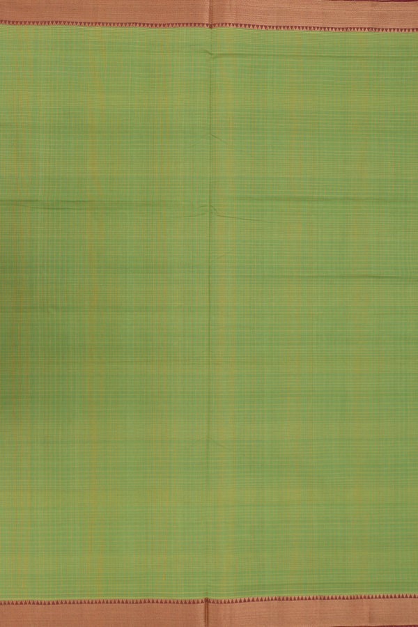 Mangalagiri Cotton Saree In Green With Checks Design