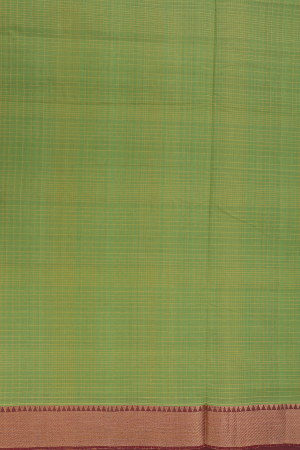Mangalagiri Cotton Saree In Green With Checks Design