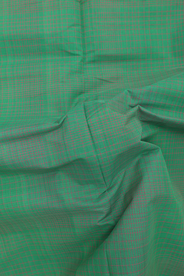 Mangalagiri Cotton Saree In Green With Checks Design