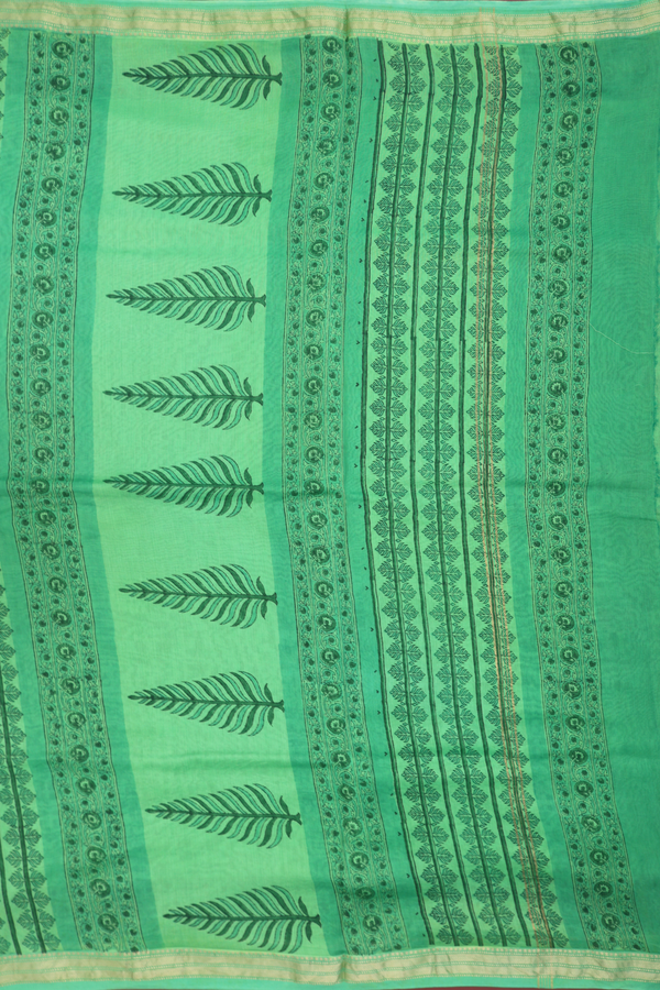 Mangalagiri Cotton Saree In Green With Floral Printed Design