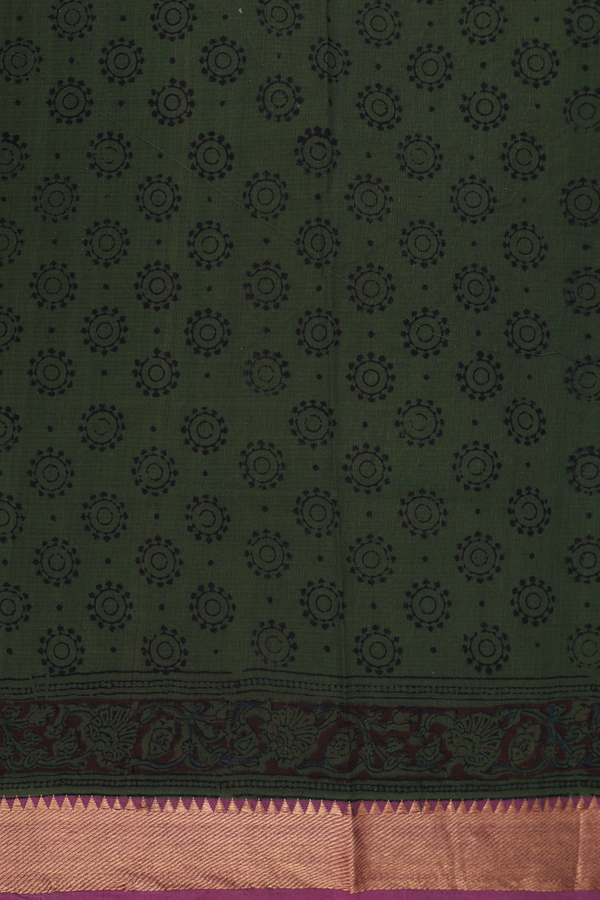 Mangalagiri Cotton Saree In Green With Printed Design