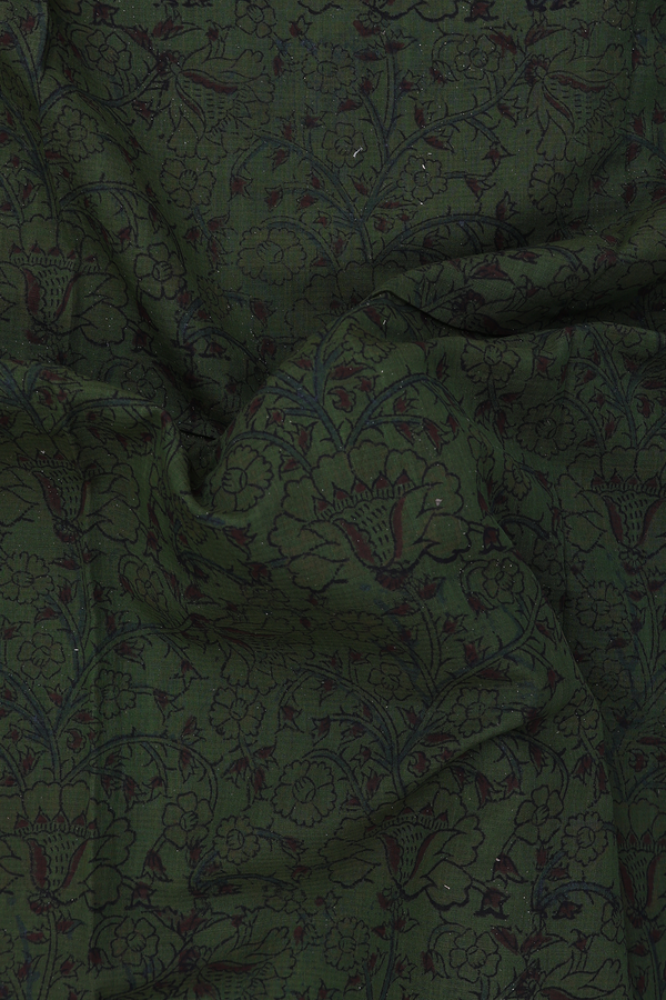 Mangalagiri Cotton Saree In Green With Printed Design