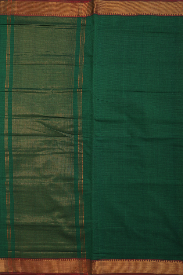 Mangalagiri Cotton Saree In Green With Self Stripes Design