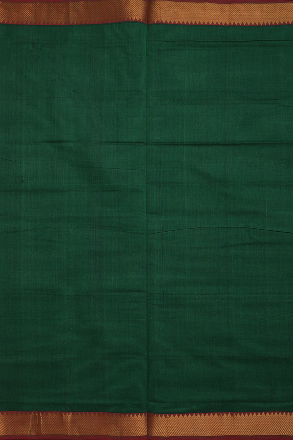 Mangalagiri Cotton Saree In Green With Self Stripes Design
