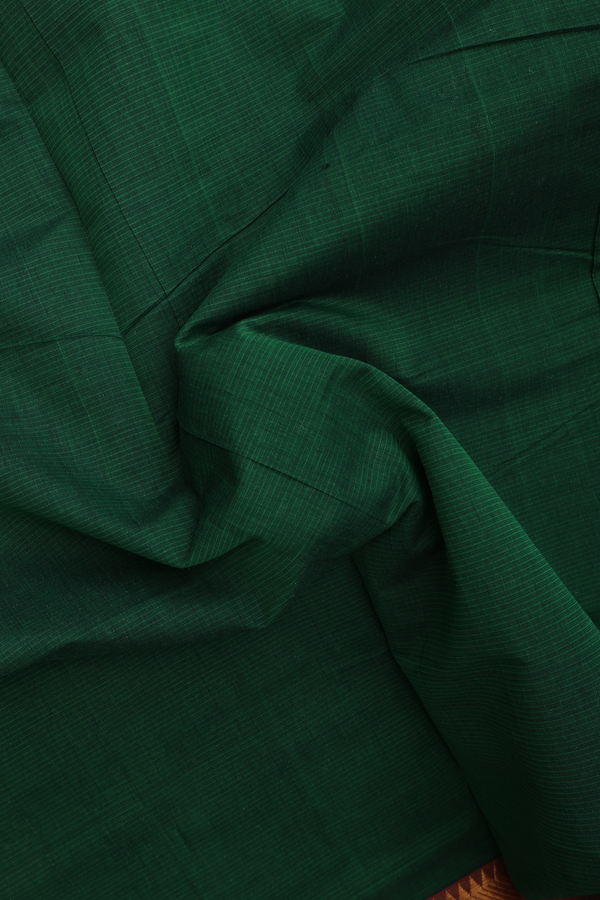 Mangalagiri Cotton Saree In Green With Self Stripes Design