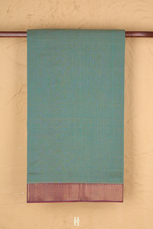 Mangalagiri Cotton Saree In Green With Stripes Design