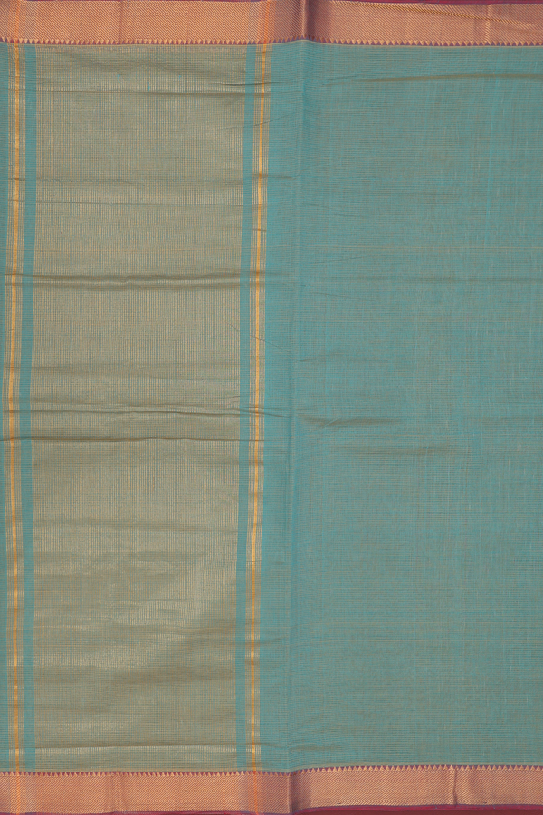 Mangalagiri Cotton Saree In Green With Stripes Design