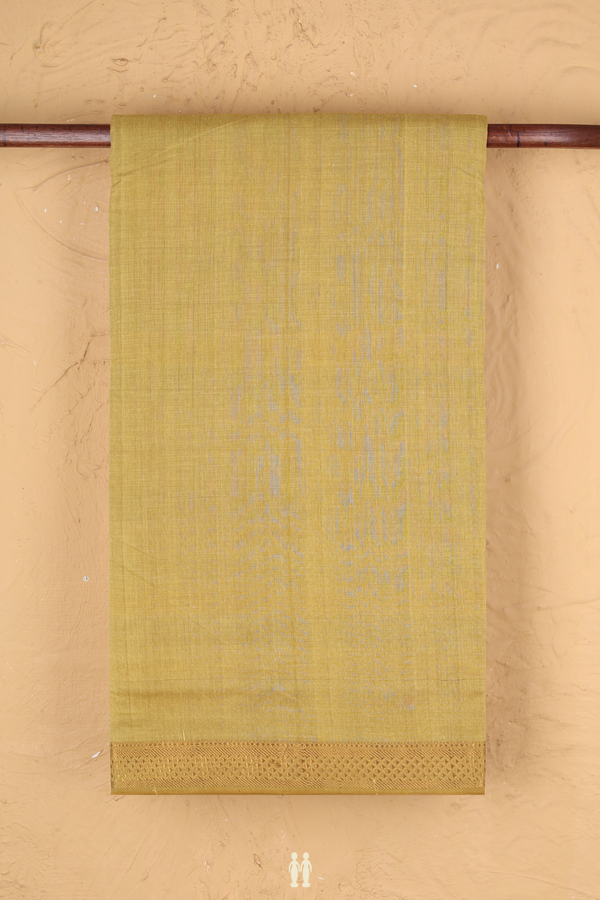 Mangalagiri Cotton Saree In Green With Zari Border