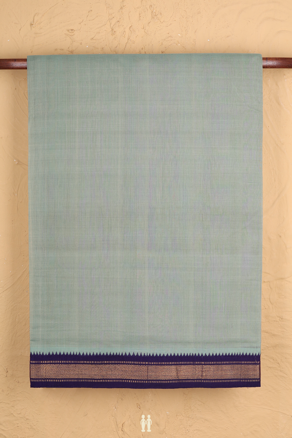 Mangalagiri Cotton Saree In Greenish Grey With Zari Border