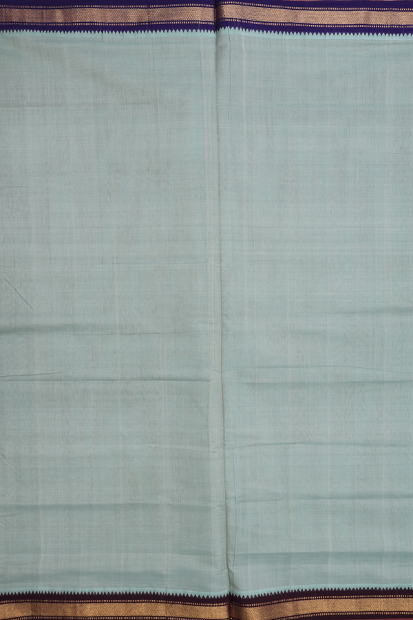 Mangalagiri Cotton Saree In Greenish Grey With Zari Border