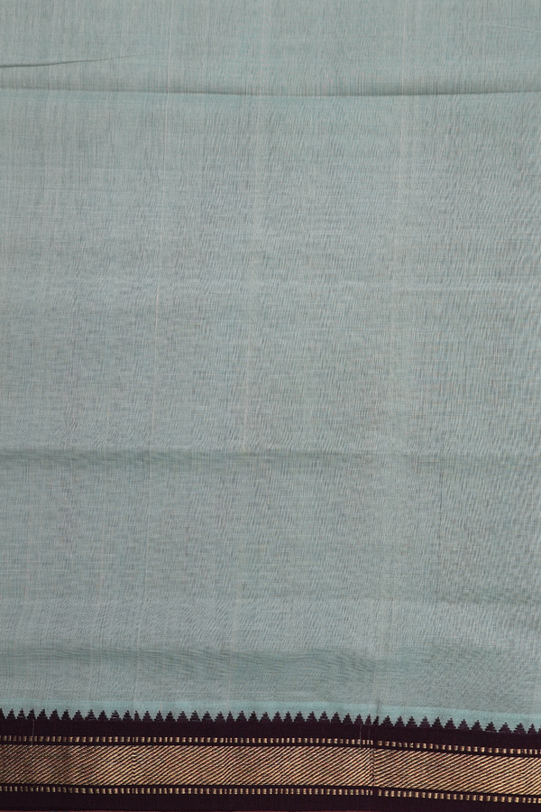 Mangalagiri Cotton Saree In Greenish Grey With Zari Border