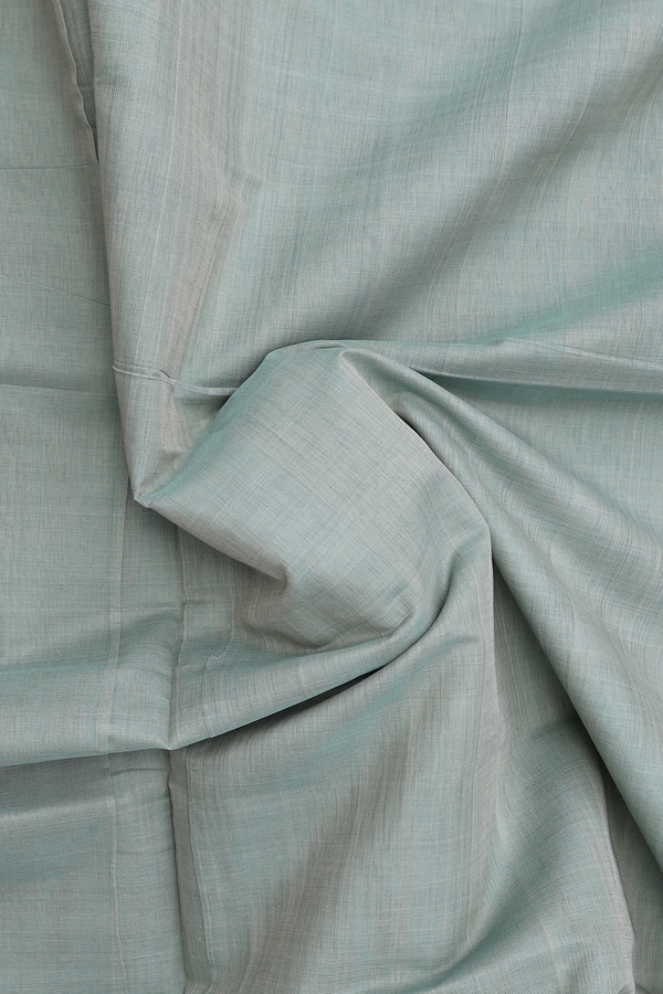 Mangalagiri Cotton Saree In Greenish Grey With Zari Border