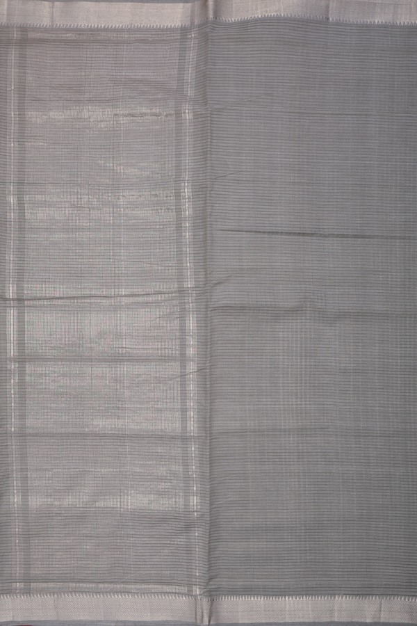 Mangalagiri Cotton Saree In Grey With Stripes Design