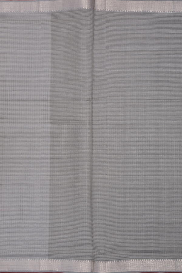 Mangalagiri Cotton Saree In Grey With Stripes Design
