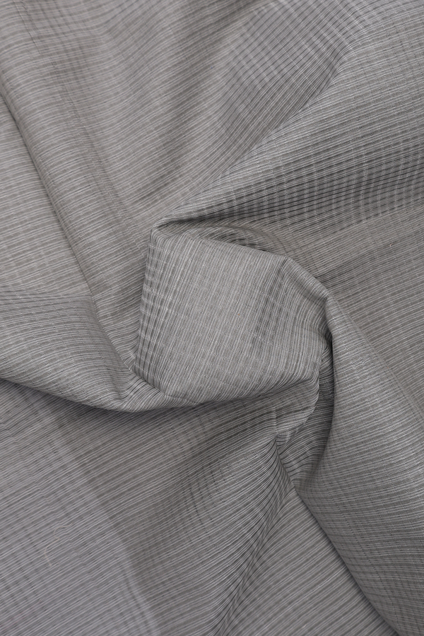 Mangalagiri Cotton Saree In Grey With Stripes Design