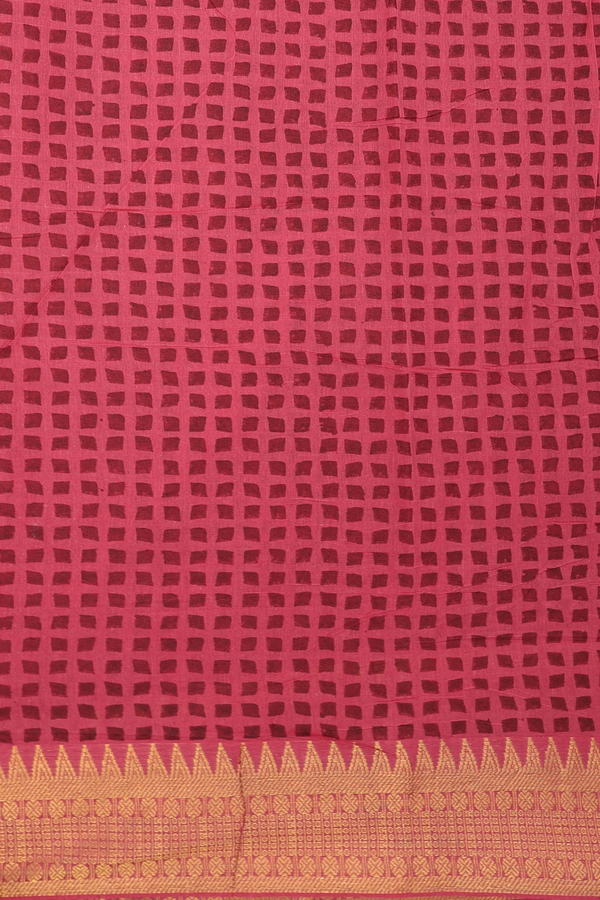 Mangalagiri Cotton Saree In Hibiscus Red With Floral Design