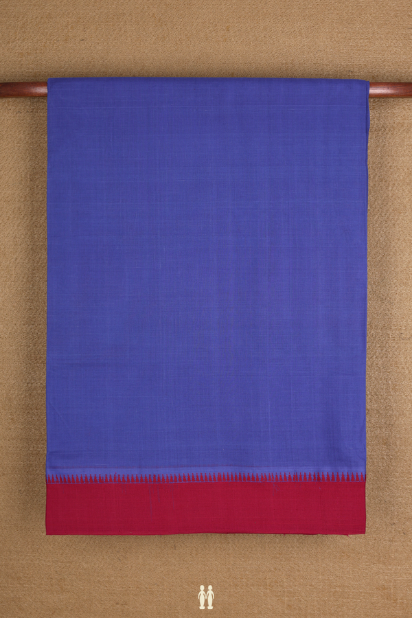 Mangalagiri Cotton Saree In Indigo Blue With Contrast Border