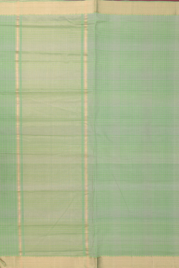 Mangalagiri Cotton Saree In Green With Checks Design