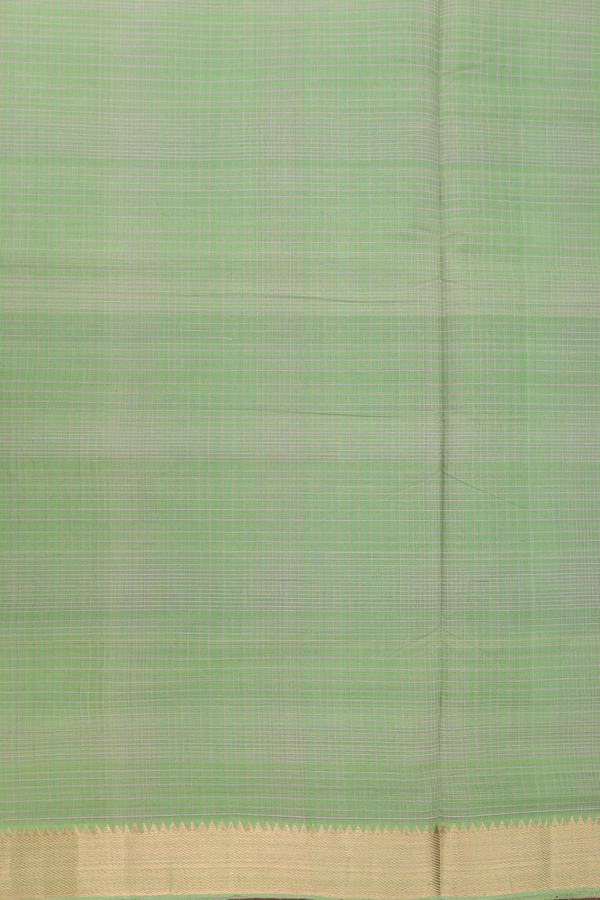 Mangalagiri Cotton Saree In Green With Checks Design