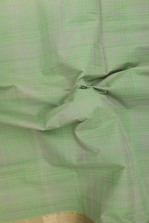 Mangalagiri Cotton Saree In Green With Checks Design