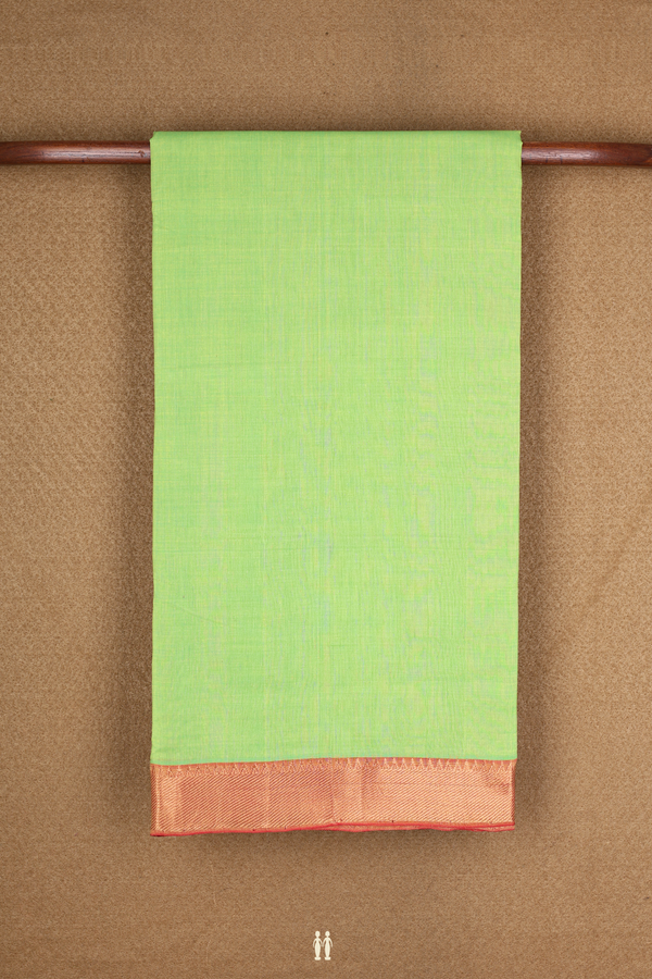 Mangalagiri Cotton Saree In Light Green With Zari Border