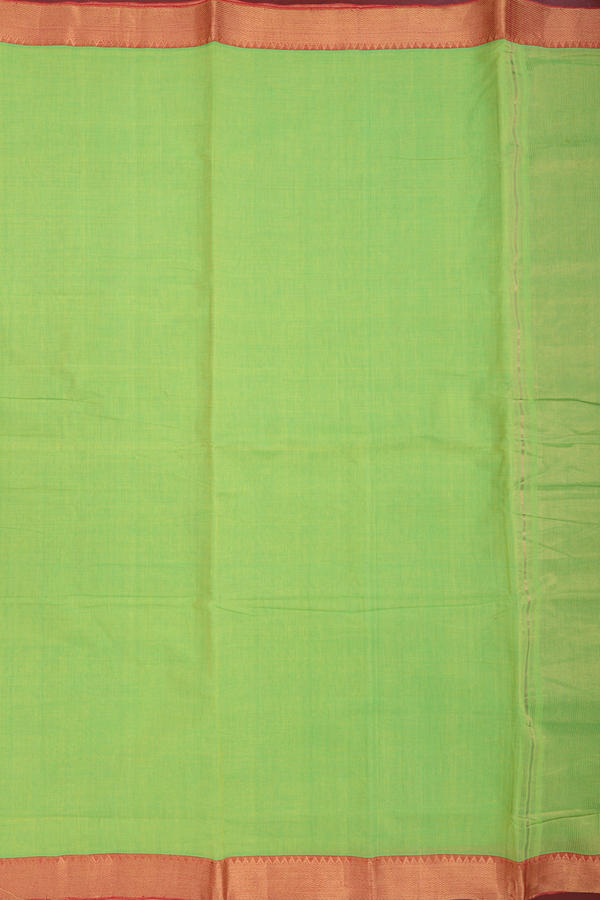 Mangalagiri Cotton Saree In Light Green With Zari Border