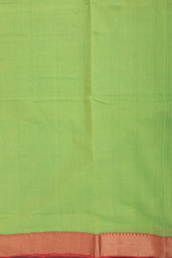 Mangalagiri Cotton Saree In Light Green With Zari Border