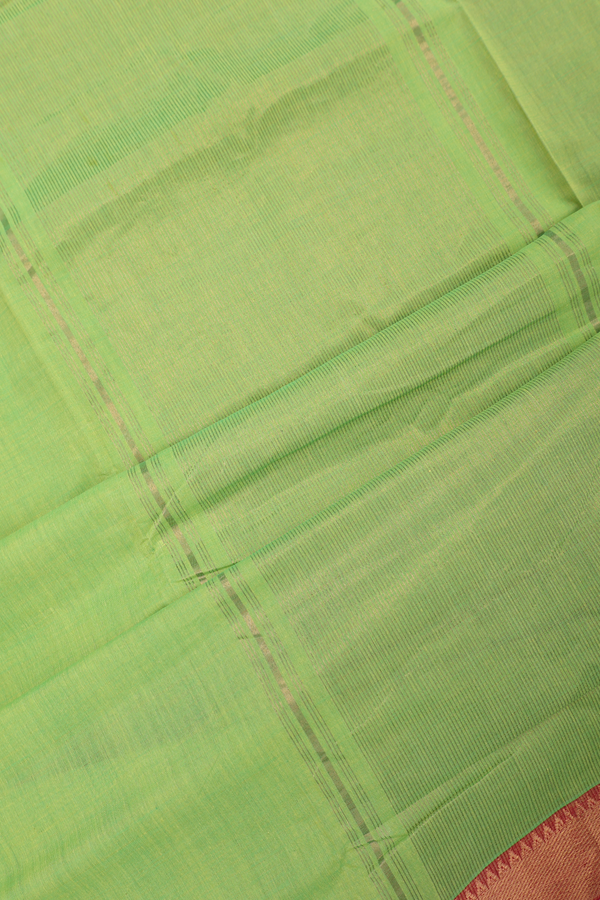 Mangalagiri Cotton Saree In Light Green With Zari Border