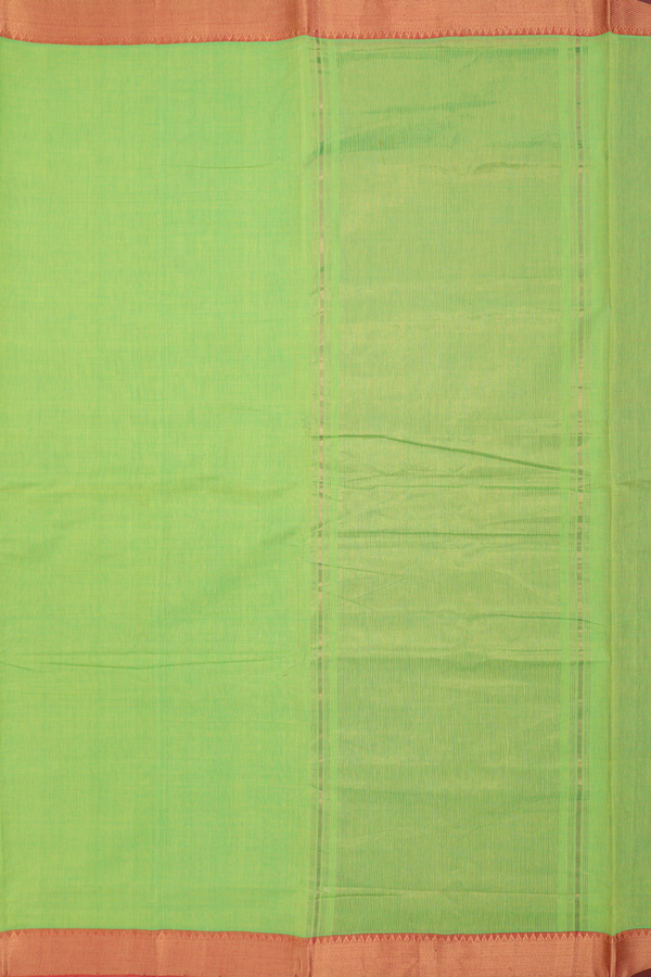 Mangalagiri Cotton Saree In Light Green With Zari Border